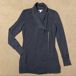 Caslon Dark Gray Asymmetrical Drape Sweatshirt/Jacket